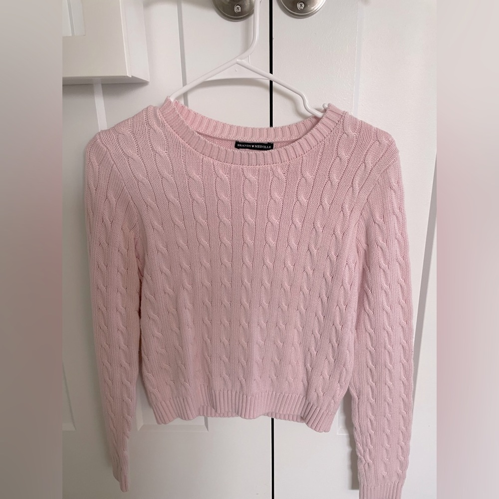 Brandt Melville Pink Cable Knit Sweater